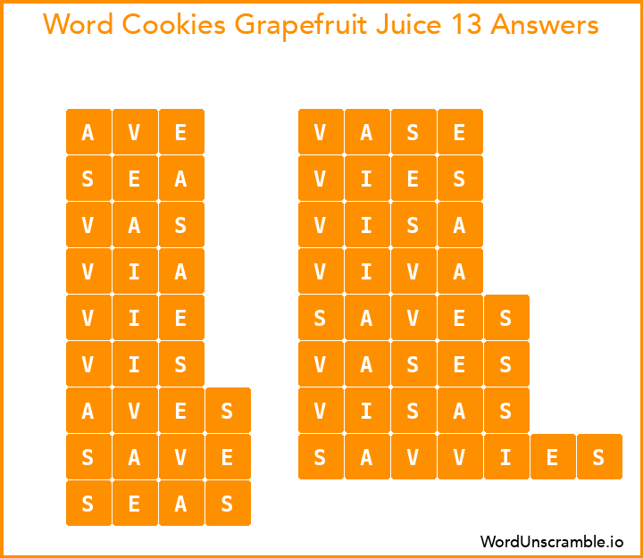 Word Cookies Grapefruit Juice 13 Answers