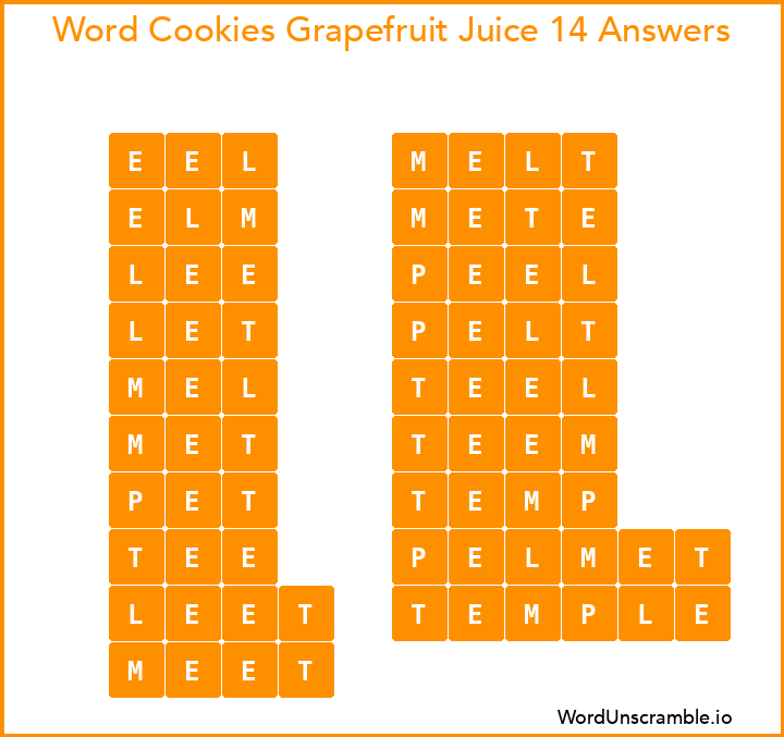 Word Cookies Grapefruit Juice 14 Answers