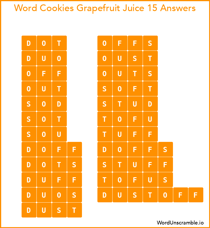 Word Cookies Grapefruit Juice 15 Answers