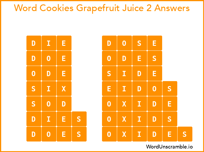 Word Cookies Grapefruit Juice 2 Answers