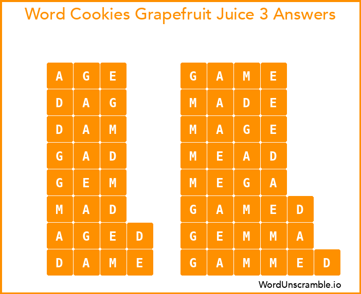 Word Cookies Grapefruit Juice 3 Answers