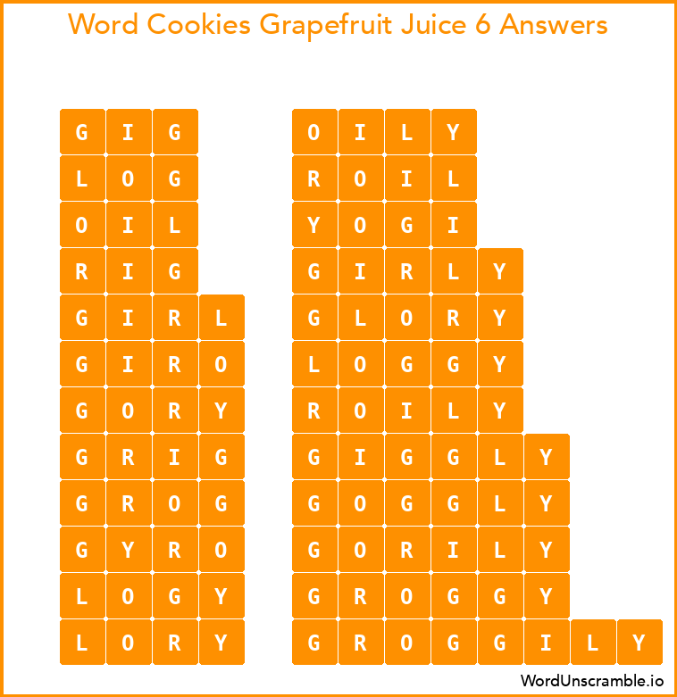 Word Cookies Grapefruit Juice 6 Answers