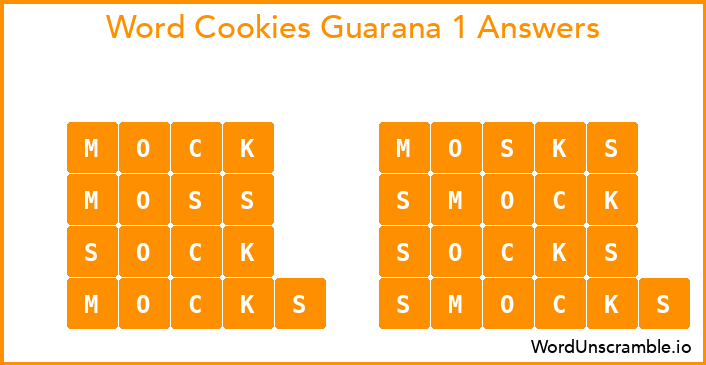 Word Cookies Guarana 1 Answers
