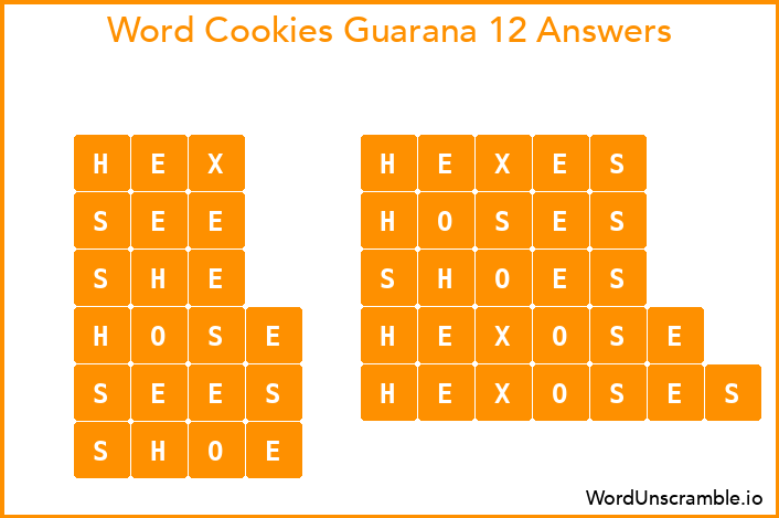 Word Cookies Guarana 12 Answers