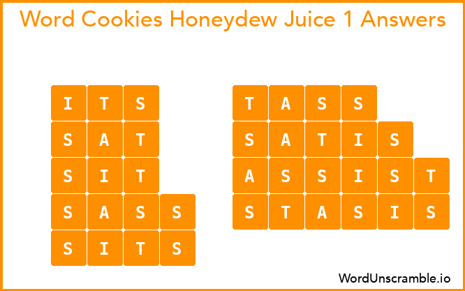 Word Cookies Honeydew Juice 1 Answers