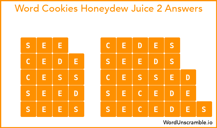 Word Cookies Honeydew Juice 2 Answers