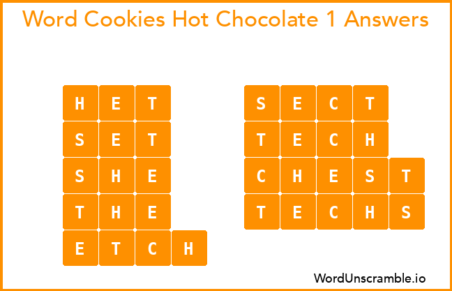 Word Cookies Hot Chocolate 1 Answers