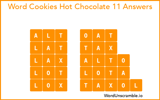 Word Cookies Hot Chocolate 11 Answers