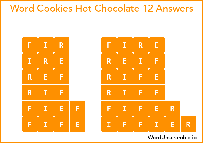 Word Cookies Hot Chocolate 12 Answers