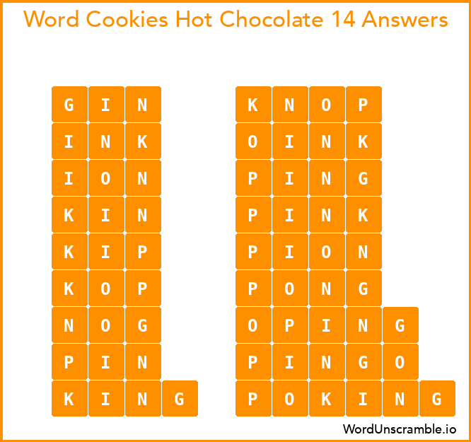 Word Cookies Hot Chocolate 14 Answers