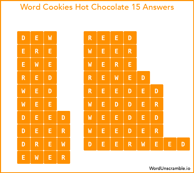 Word Cookies Hot Chocolate 15 Answers