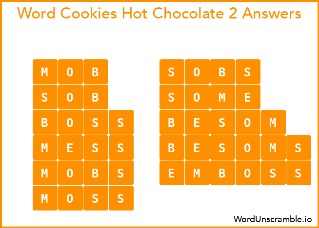 Word Cookies Hot Chocolate 2 Answers