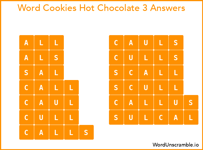 Word Cookies Hot Chocolate 3 Answers