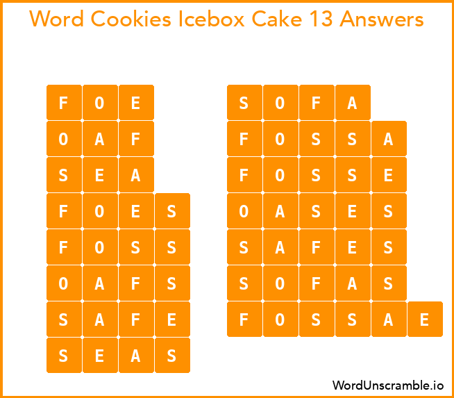 Word Cookies Icebox Cake 13 Answers