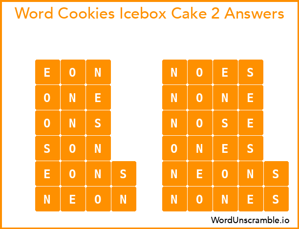 Word Cookies Icebox Cake 2 Answers