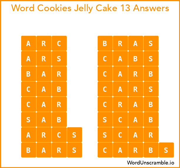 Word Cookies Jelly Cake 13 Answers