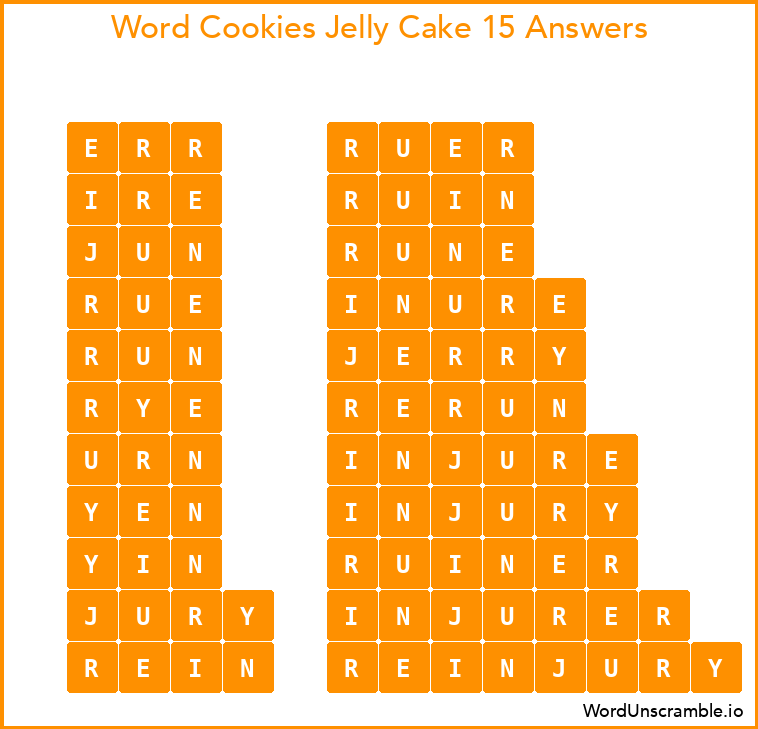Word Cookies Jelly Cake 15 Answers