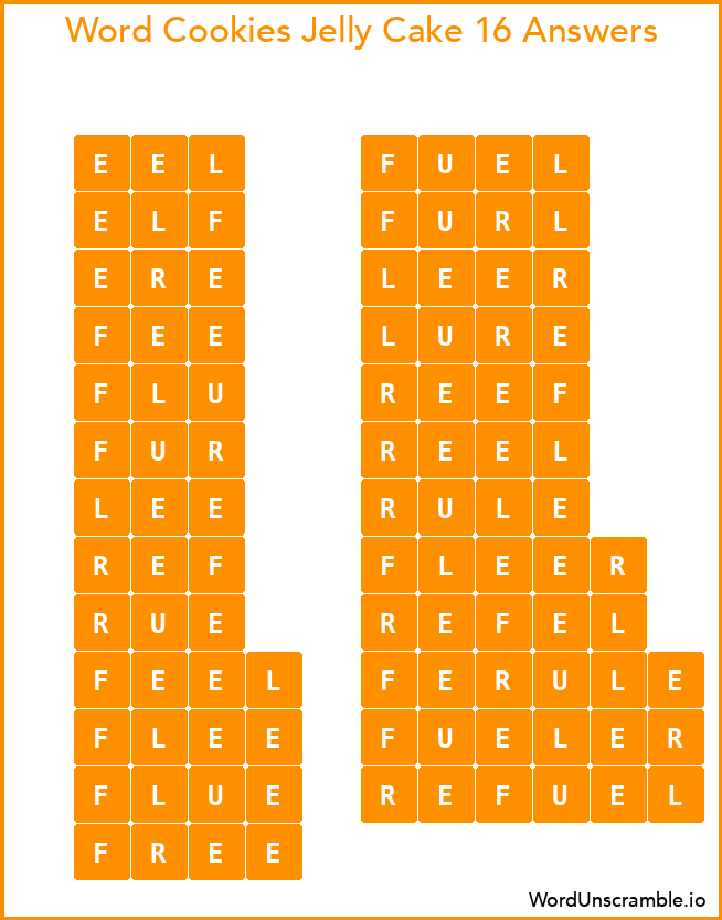 Word Cookies Jelly Cake 16 Answers