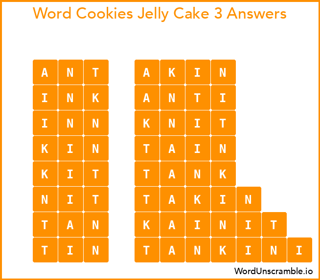 Word Cookies Jelly Cake 3 Answers