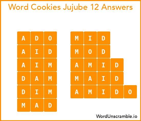 Word Cookies Jujube 12 Answers