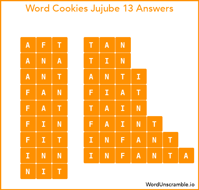 Word Cookies Jujube 13 Answers