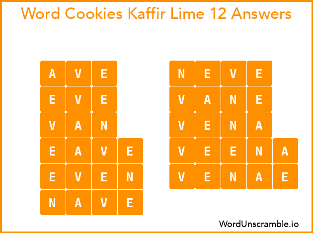 Word Cookies Kaffir Lime 12 Answers