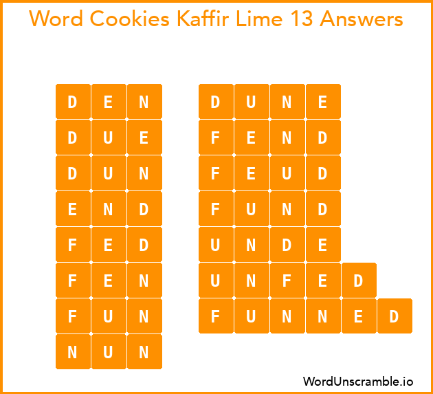 Word Cookies Kaffir Lime 13 Answers