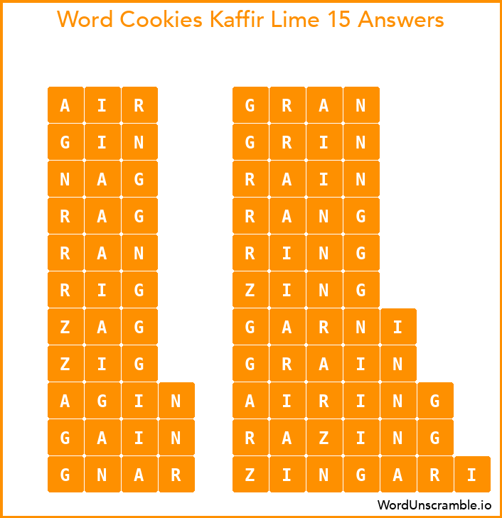 Word Cookies Kaffir Lime 15 Answers