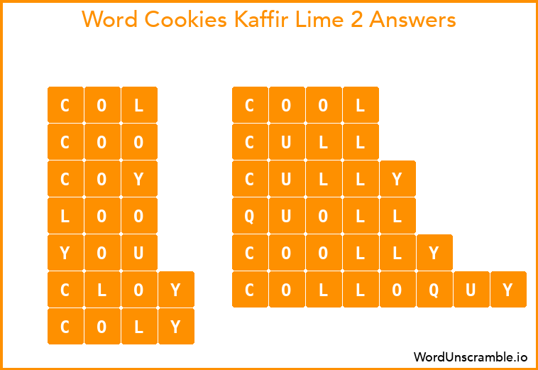 Word Cookies Kaffir Lime 2 Answers