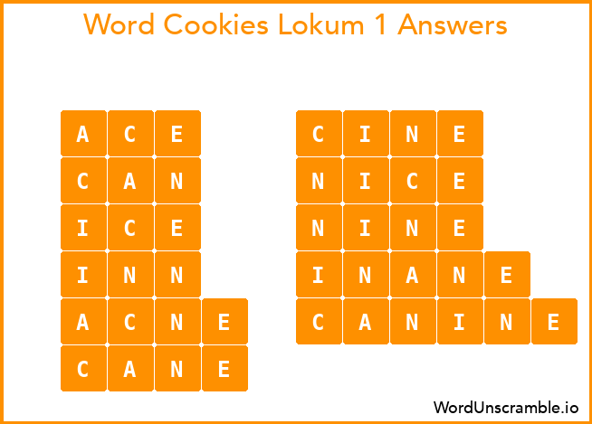 Word Cookies Lokum 1 Answers