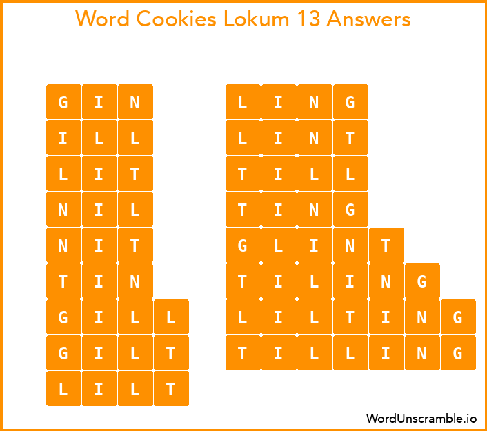 Word Cookies Lokum 13 Answers