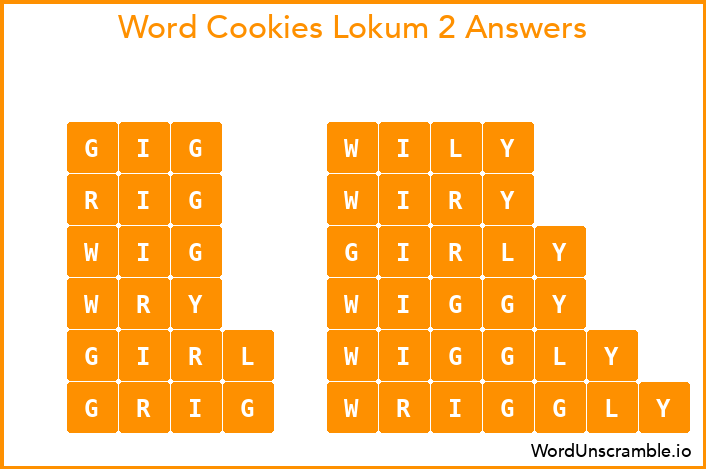 Word Cookies Lokum 2 Answers
