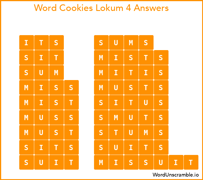 Word Cookies Lokum 4 Answers