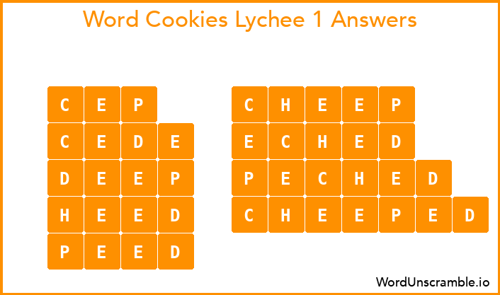 Word Cookies Lychee 1 Answers