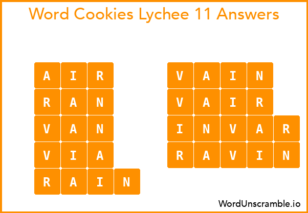 Word Cookies Lychee 11 Answers