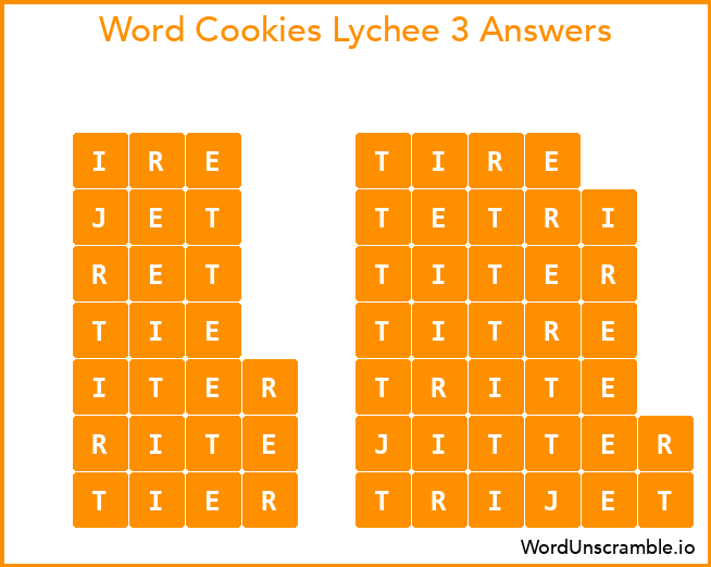 Word Cookies Lychee 3 Answers
