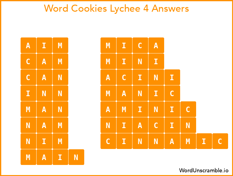 Word Cookies Lychee 4 Answers