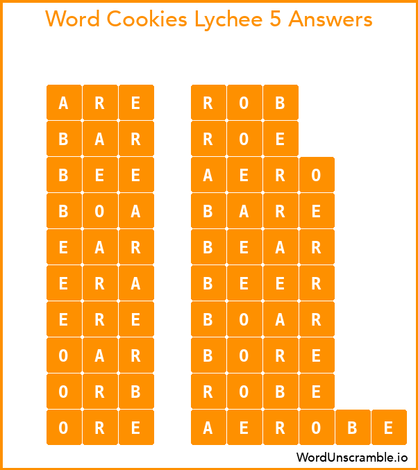 Word Cookies Lychee 5 Answers