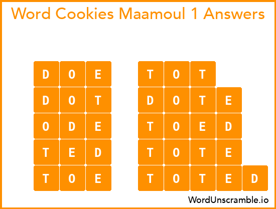 Word Cookies Maamoul 1 Answers