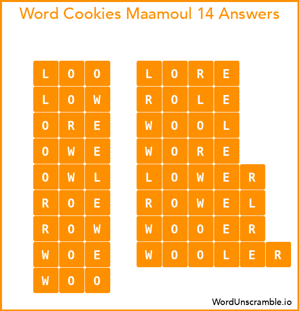 Word Cookies Maamoul 14 Answers