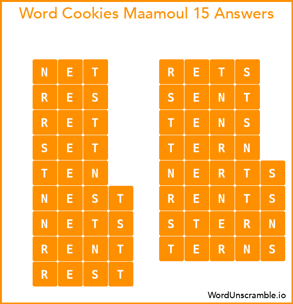 Word Cookies Maamoul 15 Answers