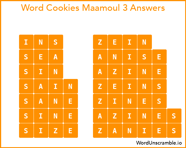 Word Cookies Maamoul 3 Answers