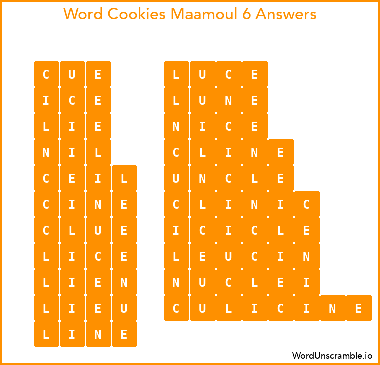 Word Cookies Maamoul 6 Answers