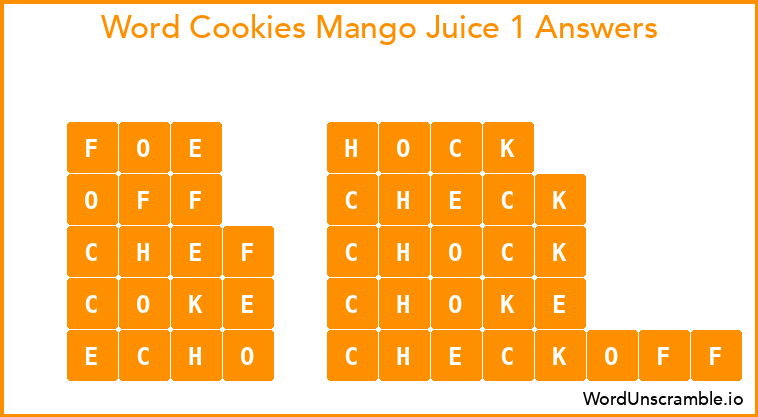 Word Cookies Mango Juice 1 Answers