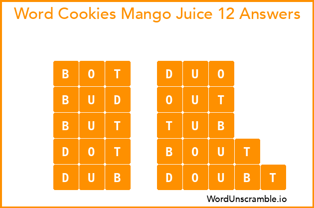 Word Cookies Mango Juice 12 Answers
