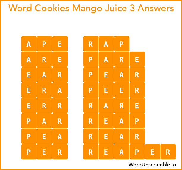 Word Cookies Mango Juice 3 Answers