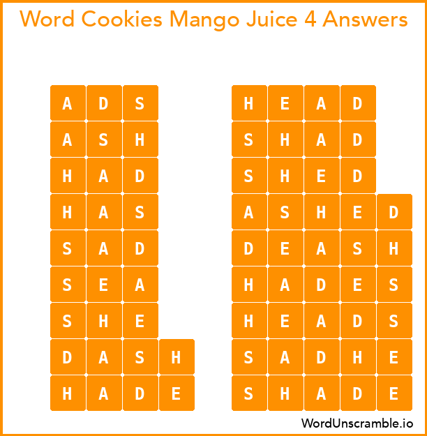 Word Cookies Mango Juice 4 Answers