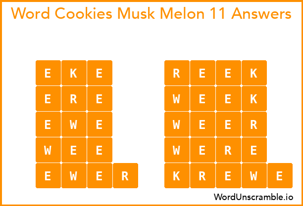 Word Cookies Musk Melon 11 Answers