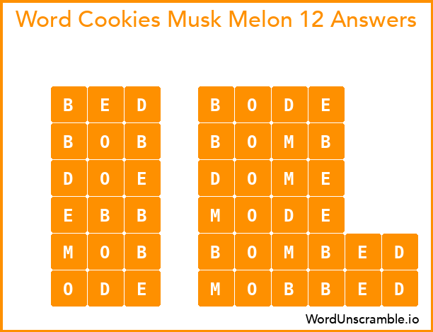 Word Cookies Musk Melon 12 Answers