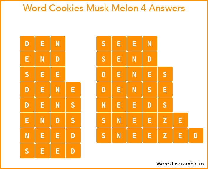 Word Cookies Musk Melon 4 Answers